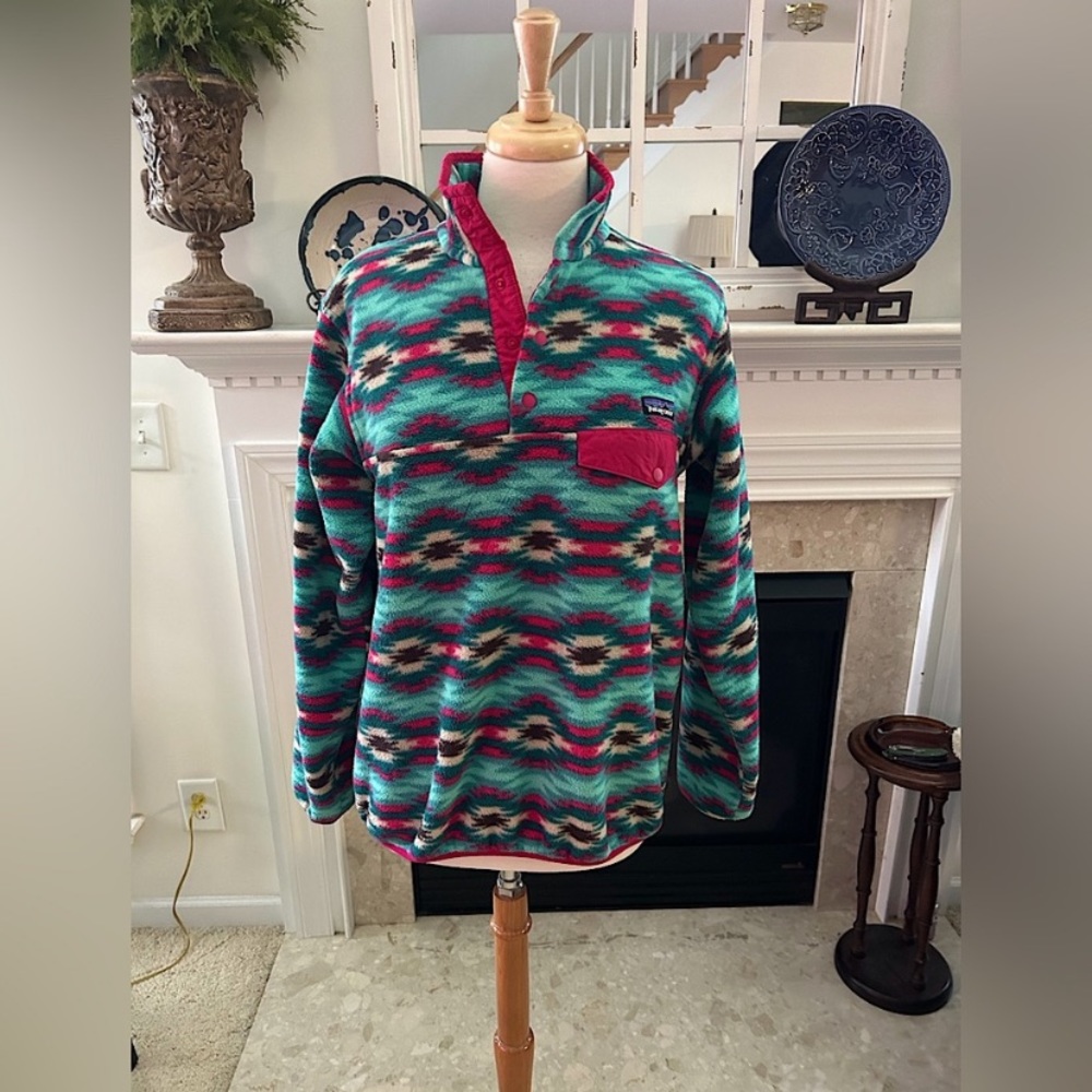 Patagonia Synchilla Aztec patterned snap fleece pullover jacket Small